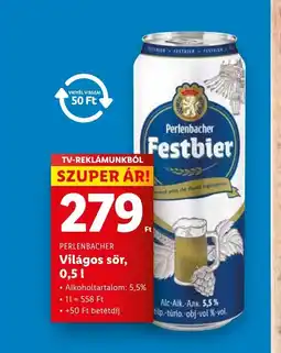 Lidl PERLENBACHER Világos sör, 0,5l ajánlat