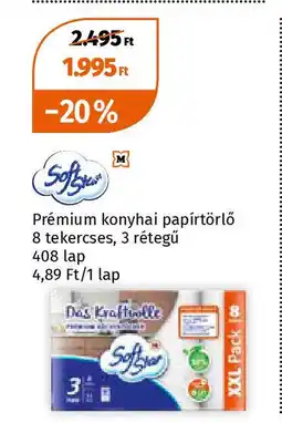Müller Prémium konyhai papírtörlő 8 tekercses, 3 rétegű 408 lap ajánlat