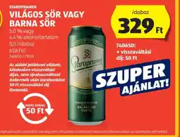 ALDI STAROPRAMEN VILÁGOS SÖR VAGY BARNA SÖR 0,5l/doboz ajánlat