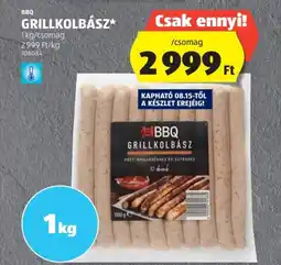ALDI BBQ GRILLKOLBÁSZ 1kg/csomag ajánlat