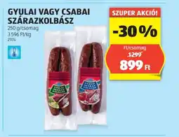 ALDI GYULAI VAGY CSABAI SZÁRAZKOLBÁSZ 250g/csomag ajánlat