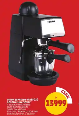 ORION ESPRESSO KÁVÉFŐZŐ GŐZÖLŐ FUNKCIÓVAL 1db