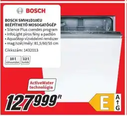 MediaMarkt BOSCH SMV41D10EU BEÉPÍTHETŐ MOSOGATÓGÉP ajánlat