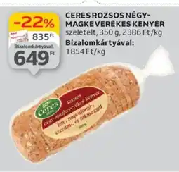 Auchan CERES ROZSOS NÉGY MAGKEVERÉKES KENYÉR 350g ajánlat