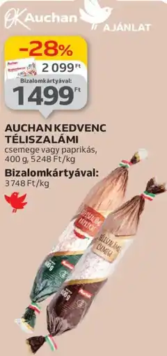 Auchan AUCHAN KEDVENC TÉLISZALÁMI 400g ajánlat