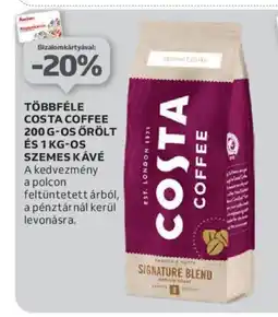 Auchan TÖBBFÉLE COSTA COFFEE 200 G-OS ÖRÖLT ÉS 1 KG-OS SZEMES KÁVÉ ajánlat