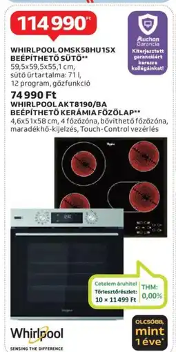 Auchan WHIRLPOOL OMSK58HU1SX BEÉPÍTHETŐ SÜTŐ ajánlat