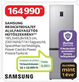 Auchan SAMSUNG RB34C670DSA/EF ALULFAGYASZTÓS HŰTŐSZEKRÉNY ajánlat