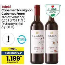 Teleki Cabernet Sauvignon, Cabernet Franc száraz vörösbor 0,75l