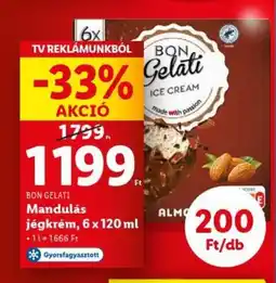 Lidl BON GELATI Mandulás jégkrém, 6 x 120 ml ajánlat