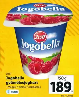 Lidl ZOTT Jogobella gyümölcsjoghurt 150g ajánlat