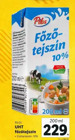 Lidl PILOS UHT főzőtejszín 200ml ajánlat