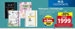 Lidl Diáknaptár / határidőnapló 1db ajánlat