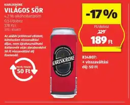 ALDI KARLSKRONE VILÁGOS SÖR 0,5l ajánlat