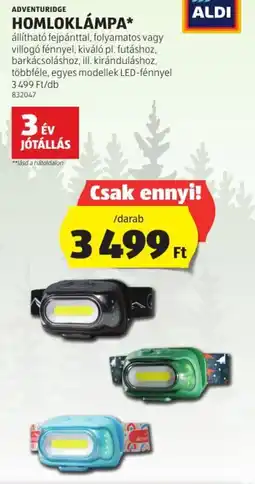 ALDI ADVENTURIDGE HOMLOKLÁMPA 1 darab ajánlat