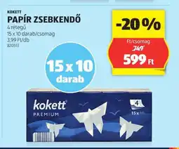 ALDI KOKETT PAPÍR ZSEBKENDŐ 15x10darab/csomag ajánlat