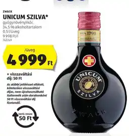 ALDI ZWACK UNICUM SZILVA /üveg ajánlat