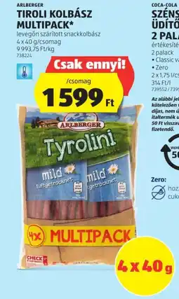 ALDI ARLBERGER TIROLI KOLBÁSZ MULTIPACK 1 csomag ajánlat