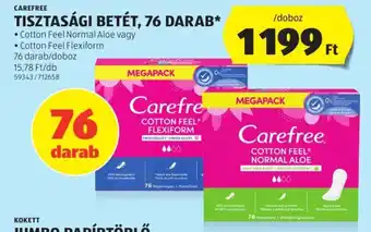 ALDI CAREFREE TISZTASÁGI BETÉT, 76 DARAB ajánlat