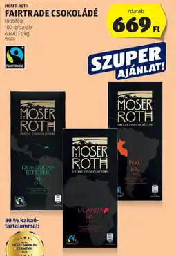 ALDI Moser roth Fairtrade csokoládé ajánlat