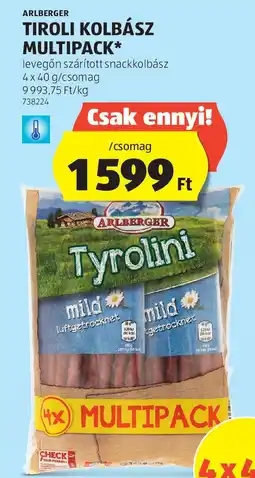 ALDI Arlberger Tiroli kolbász multipack ajánlat