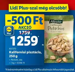 Lidl ALESTO Kaliforniai pisztácia ajánlat