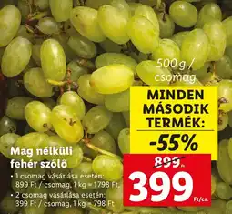 Lidl Mag nélküli fehér szőlő ajánlat