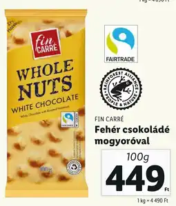 Lidl FIN CARRÉ Fehér csokoládé mogyoróval ajánlat
