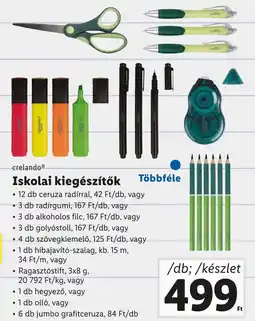 Lidl Crelando Iskolai kiegészítők ajánlat