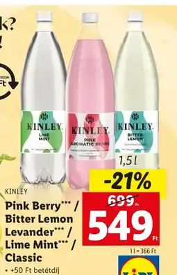 Lidl KINLEY Pink Berry / Bitter Lemon / Levande / Lime Mint / Classic ajánlat