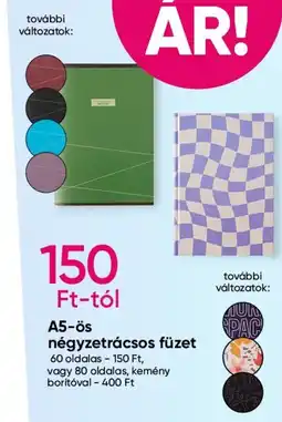 Pepco A5-ös négyzetrácsos füzet ajánlat