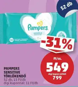 PENNY Pampers sensitive törlőkendő ajánlat