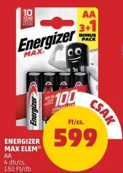 PENNY Energizer. max elem ajánlat
