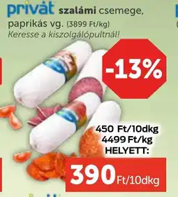 PRIVÁT Szalámi csemege, ajánlat