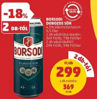 PENNY Borsodi dobozos sör ajánlat