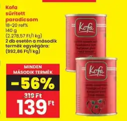 Spar Kofa sűrített paradicsom ajánlat