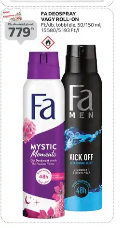 Auchan Fa deospray vagy roll-on ajánlat