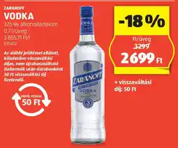 ALDI Zaranoff vodka ajánlat