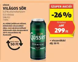 ALDI Gösser világos sör ajánlat