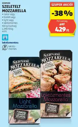 ALDI Szarvasi szeletelt mozzarella ajánlat