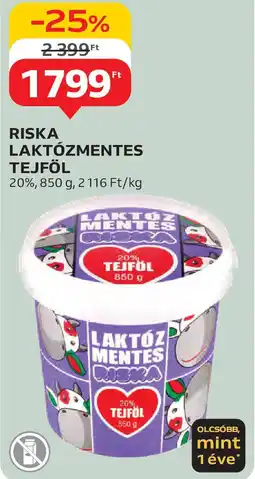 Auchan Riska laktózmentes tejföl ajánlat