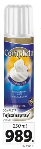 Lidl COMPLETA Tejszínspray ajánlat