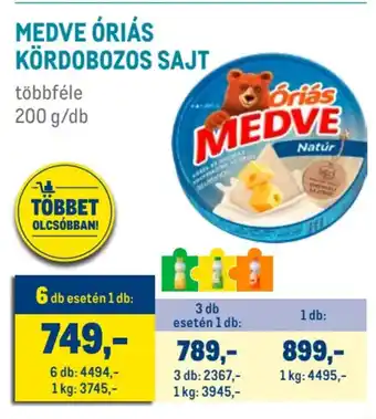 Metro Medve óriás kördobozos sajt ajánlat