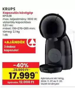 Interspar KRUPS Kapszulás kávégép ajánlat