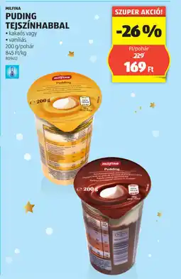 ALDI Milfina puding tejszínhabbal ajánlat