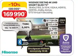Auchan Hisense 55e7nq 4k uhd smart qled tv ajánlat