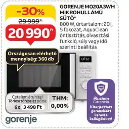 Auchan Gorenje mo20a3wh mikrohullámú sütő ajánlat