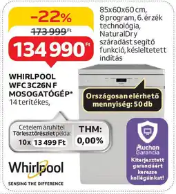 Auchan Whirlpool wfc 3c26nf mosogatógép ajánlat