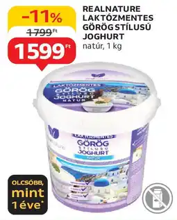 Auchan Realnature laktózmentes görög stílusú joghurt ajánlat