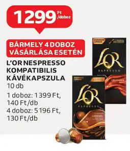 Auchan L'or nespresso kompatibilis kávékapszula ajánlat